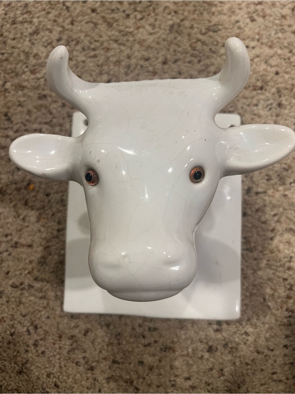 Vintage  Ceramic Cow Head towel or potholder